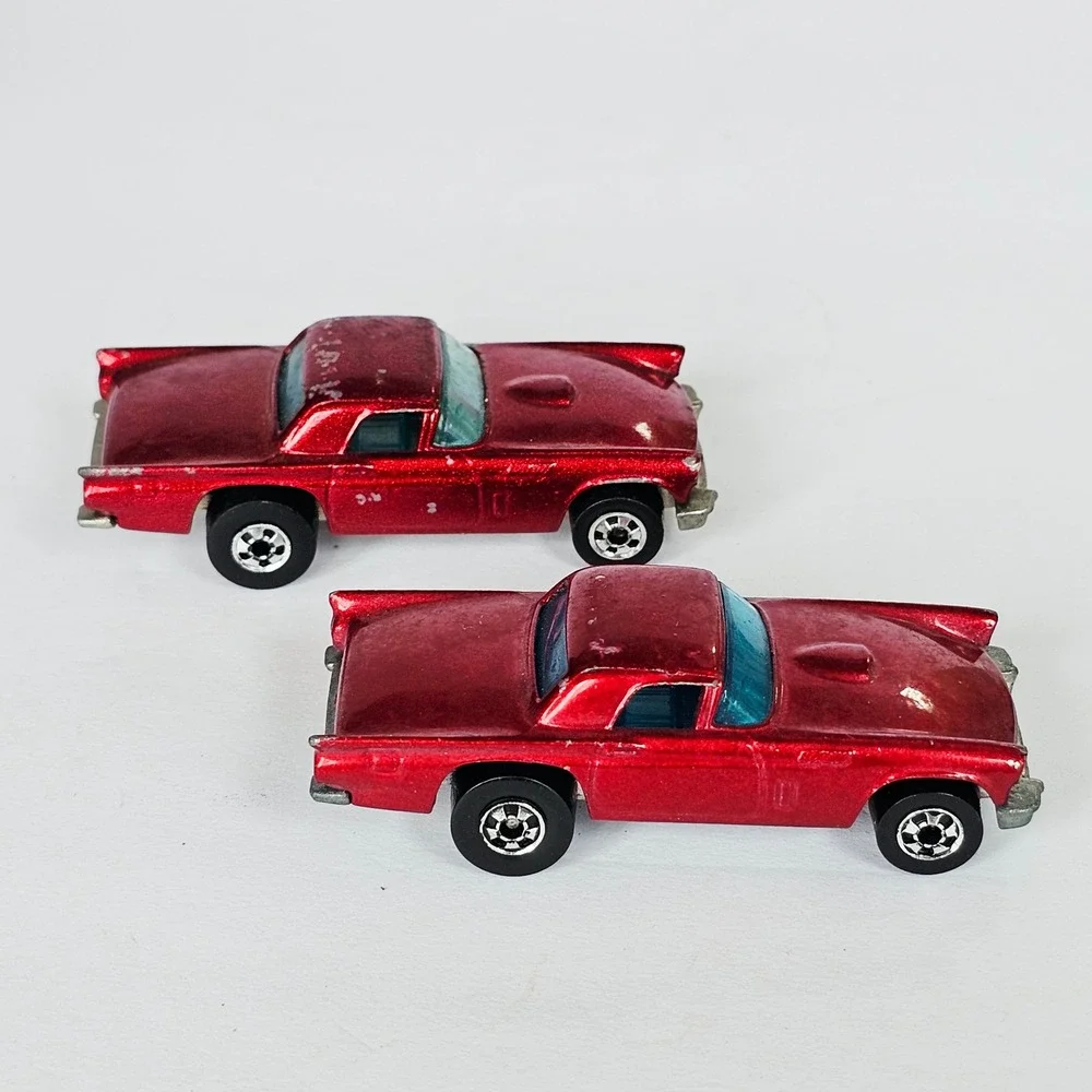1977 Hot Wheels 57 Thunderbird Metallic Red Diecast Car Lot 2pc Vintage Toy
